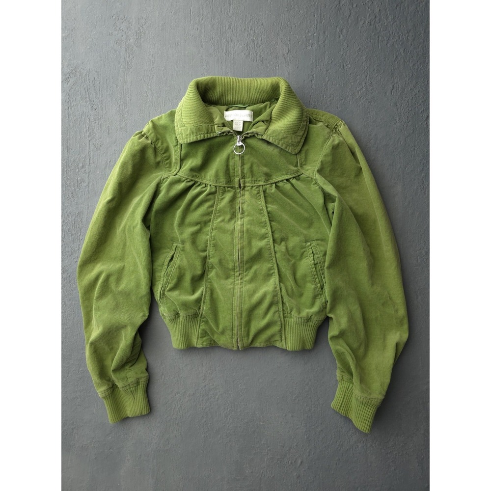 Vintage 2000s Y2K Armor Jeans Green Apple Corduroy Bomber Jacket Women's XS